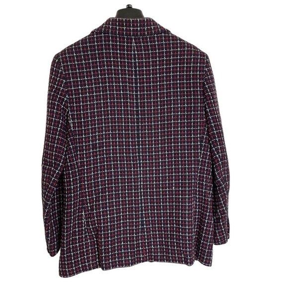 Vintage 90s Austin Reed Red White Blue Cotton Tweed Blazer - Picture 2 of 9